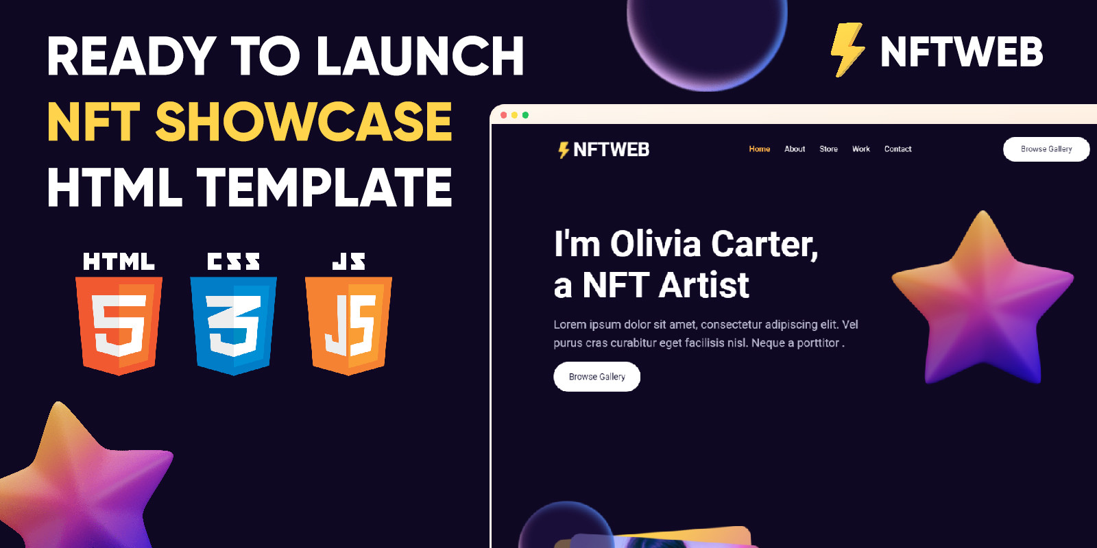 NFTWeb Complete NFT Showcase HTML Template By Nextinnovation Codester