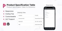 Product Specification Table For Elementor WP Screenshot 1
