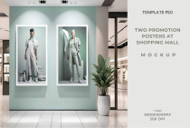 Two Promotion Posters at Shopping Mall  Mockup PSD Screenshot 1