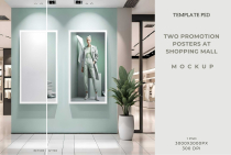 Two Promotion Posters at Shopping Mall  Mockup PSD Screenshot 2