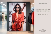 Promotion Poster on Fashion Store Mockup PSD Screenshot 1