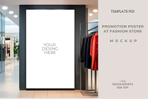 Promotion Poster on Fashion Store Mockup PSD Screenshot 2