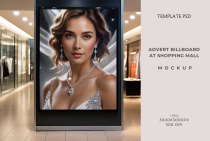 Advert Billboard at Shopping Mall Mockup PSD Screenshot 1